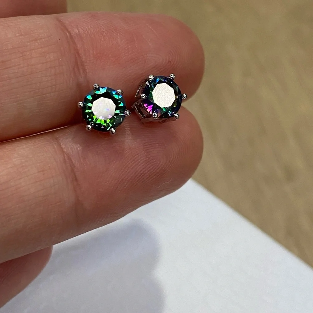 Mystic topaz rainbow crystal stud earrings - Picture 7 of 8